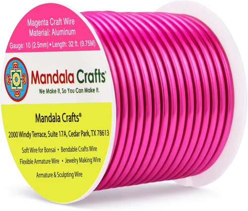 Miniatura 47 de Mandala Crafts - Alambre de aluminio anodizado de 8 calibre para hacer joyas - 9.75 m de alambre flexible negro colorido - Flexible para bonsái