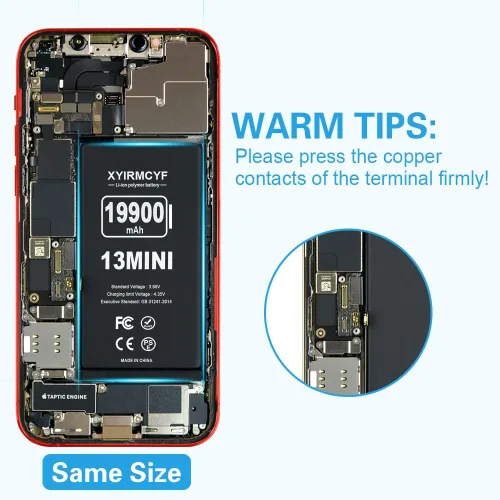 Miniatura 5 de XYIRMCYF Batería de Super Capacidad de 19900mAh Compatible con iPhone 13 Mini, Batería de Repuesto de Polímero de Litio de 0 Ciclos para iPhone 13