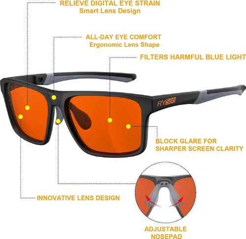 Miniatura 4 de Gafas de sueño HD P1AS 99.9% con bloqueo de luz azul para juegos que reducen la fatiga ocular y el deslumbramiento, definición de alto contraste