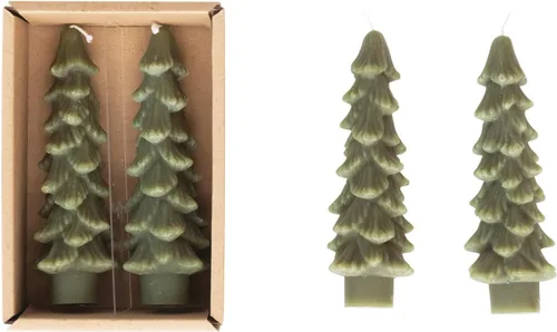 Miniatura 13 de Creative Co-Op Velas cónicas en forma de árbol sin perfume, color beige ponche de huevo, juego de 2 en caja Ponche de huevo beige