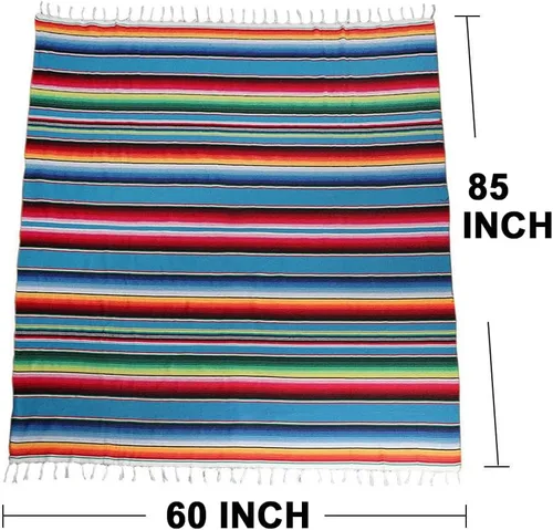 Miniatura 3 de AerWo Mantel mexicano de 60 x 85 pulgadas, manta de serape mexicano con borlas para decoración de fiesta de cinco de mayo, mantel rectangular tejido