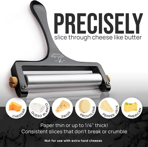 Miniatura 3 de Zulay Kitchen Cortador de Queso de Alambre de Acero Inoxidable - Cortador Manual Ajustable con 2 Alambres Extra - Afilador de Queso Premium Para