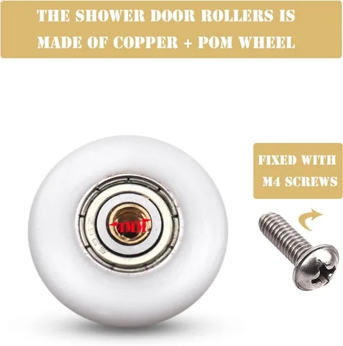 Miniatura 3 de Atoplee Ruedas para puerta de ducha – 4 piezas de repuesto de 0.71 pulgadas (0.748 in) para puerta corrediza de cristal de baño