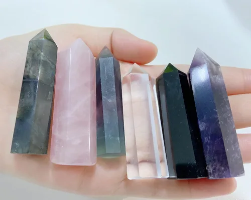 Miniatura 5 de DUQGUHO Piedras curativas de labradorita de 2 pulgadas, torre de varita de cristal, puntos de cuarzo natural, piedras preciosas hexagonales