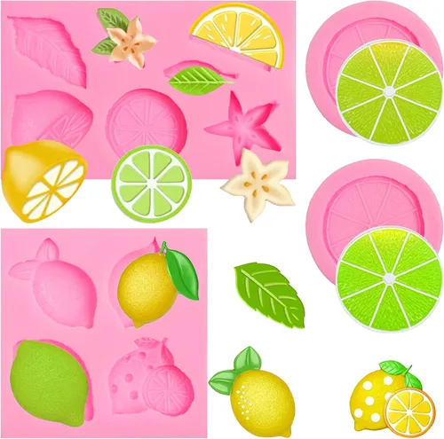 Moldes de silicona para fondant de limón, hojas de limón, frutas y chocolate, para decoración de pasteles, decoración de cupcakes, caramelo, azúcar,