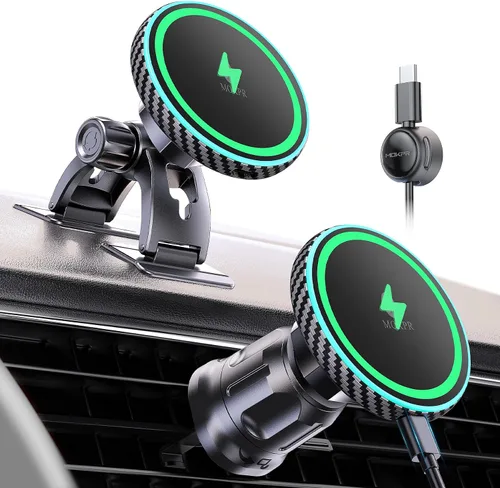 Miniatura 9 de MOKPR Magsafe - Cargador de coche para iPhone, cargador de coche inalámbrico, soporte magnético para teléfono para salpicadero, ventilación de aire