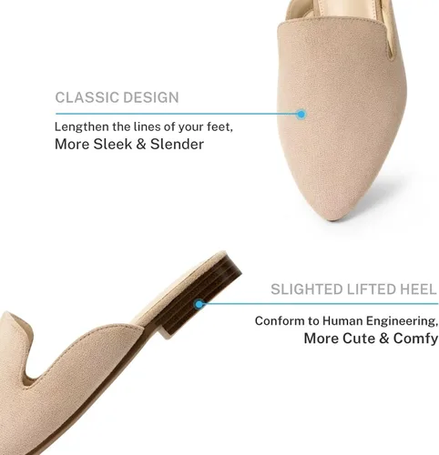 Miniatura 2 de MUSSHOE - Zuecos para mujer, planos, cómodos y puntiagudos