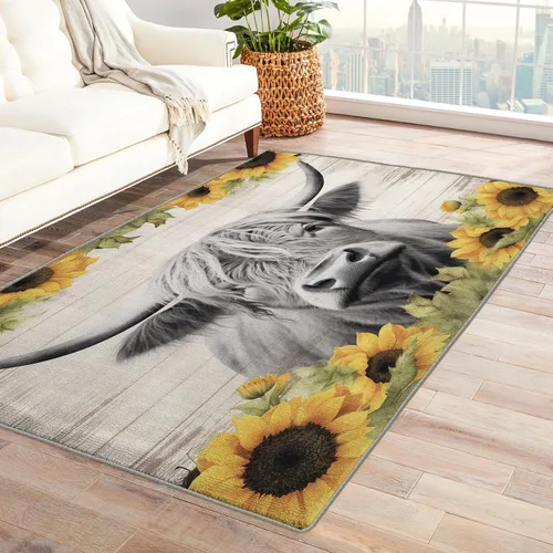 Miniatura 29 de Alfombra retro y decoración del hogar, alfombra lavable de 2 x 3 a 70 segundos, para entrada, sala de estar, dormitorio, tapete antideslizante