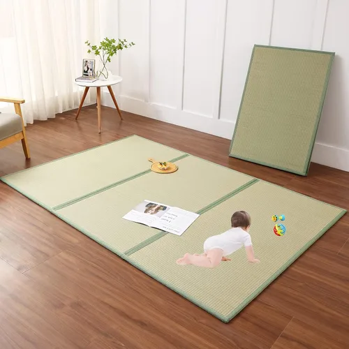 Miniatura 5 de Tapete de tatami (individual de 79 x 39 x 0.5 pulgadas), colchón tradicional japonés de tatami, colchón de tatami de suelo de hierba rush natural