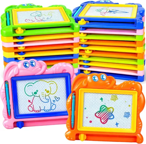 Hymaz Paquete de 22 tableros de dibujo magnéticos para niños, tablero de dibujo colorido para niños pequeños de 1 a 3 años, bloc de escritura
