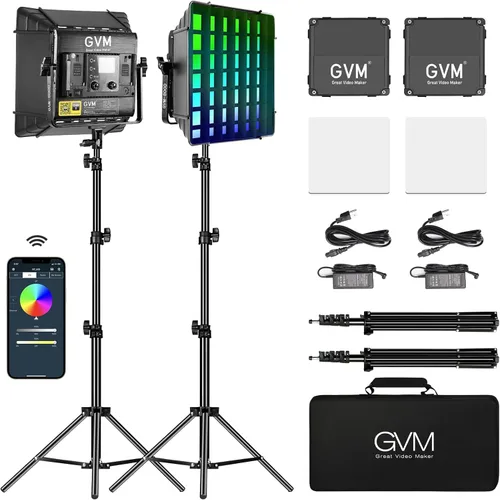 Miniatura 7 de GVM RGB LED Panel de luz de video, iluminación de fotografía con control de aplicación, kit de iluminación de video 800D para YouTube Studio