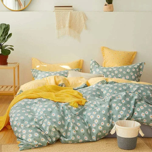 Miniatura 55 de EAVD - Juego de funda de edredón floral amarillo, tamaño Queen, de algodón, reversible, con estampado de jardín, floral, estético, 1 funda