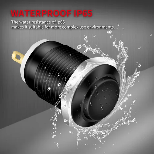 Miniatura 5 de DaierTek - Interruptor de botón de encendido y apagado, 0.472 in CC, 4 pines, 12 V, impermeable, interruptor de metal con arnés de cableado y luz