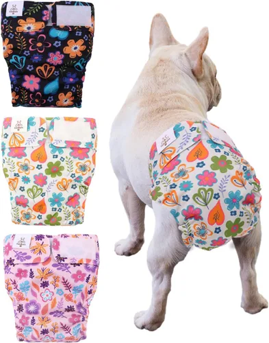 Miniatura 13 de CuteBone WWD28XS - Pañales lavables para perras, sin agujero para la cola, reutilizables, pantalones de entrenamiento para perritos, con cola