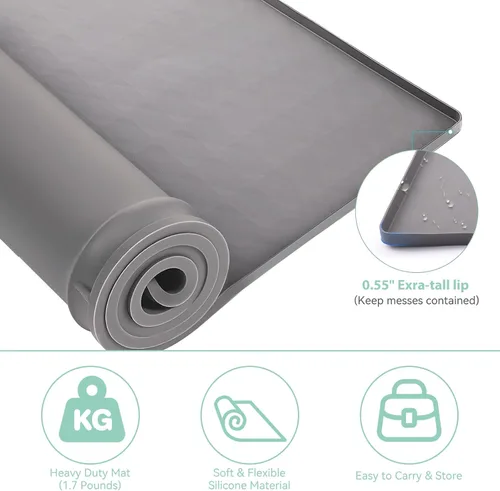 Miniatura 3 de Garolue Alfombrilla protectora superior para lavadora y secadora, alfombrilla de goma de silicona de 23.6 x 19.7 pulgadas para lavadora y secadora