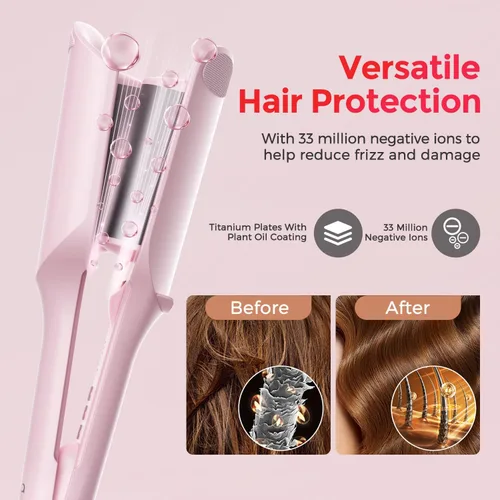Miniatura 7 de Waver Rizador Lena S12 Beach Waver - Rizador de cabello con 2 barriles, protección antiquemaduras, tiempo y temperaturas ajustables, doble voltaje