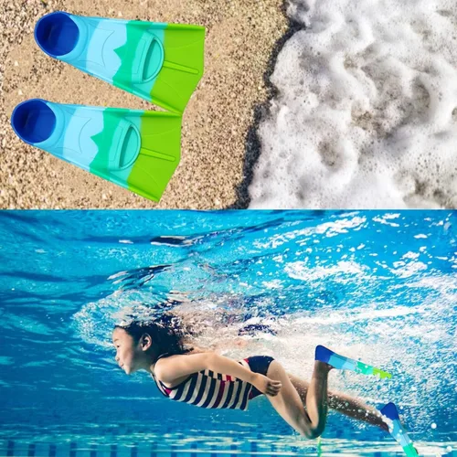 Miniatura 35 de Swimming Training Fins,Comfortable Silicone Flippers for Swimming and Diving,Size Suitable Kids Girls Boys Adult BG-Green Grassland