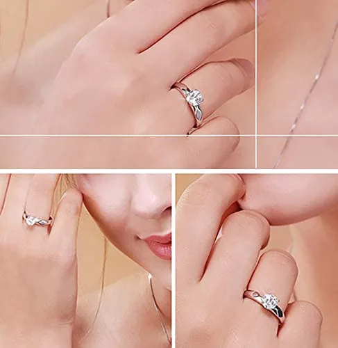 Miniatura 3 de Sunamy Fashion - Anillo de compromiso para hombre y mujer, ajustable S925 plata CZ