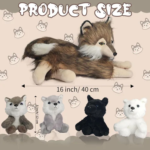 Miniatura 4 de 5 en 1 Gato de Peluche con Gatitos Bebés, 1 Mamá Gato Naranja de Peluche con 4 Gatitos de Peluche Lindos Juguetes de Gato para Niñas y Niños