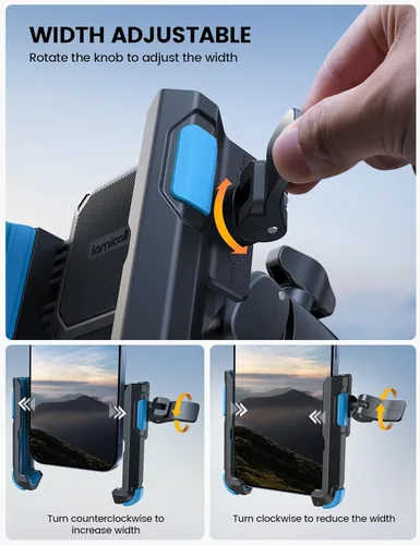 Miniatura 4 de Lamicall - Soporte para teléfono de motocicleta y bicicleta - [Liberación rápida 1s] Abrazadera de teléfono celular para bicicleta, abrazadera