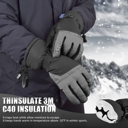 Miniatura 3 de MCTi Guantes de esquí, impermeables, para snowboard y nieve, 3M, Thinsulate, para clima frío, para mujer, para invierno, con pantalla táctil