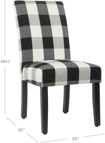 Miniatura 51 de Homepop Silla de comedor con detalles festoneados, sillas de comedor Parsons tapizadas, muebles decorativos para el hogar, tejido gris claro