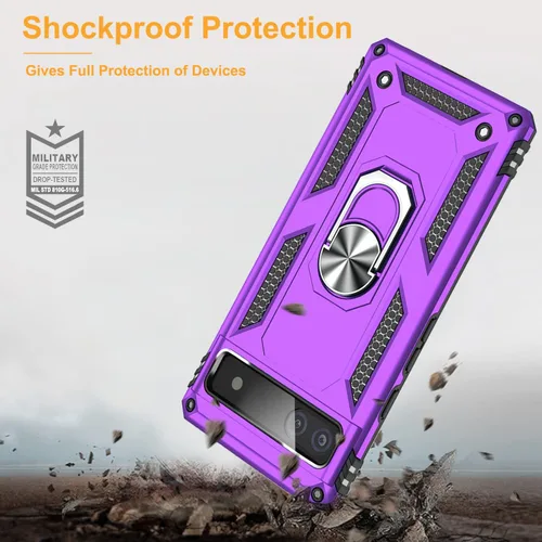 Miniatura 5 de Funda para Google Pixel 6a con protector de pantalla de vidrio templado [2 unidades], funda protectora de grado militar a prueba de golpes con Negro