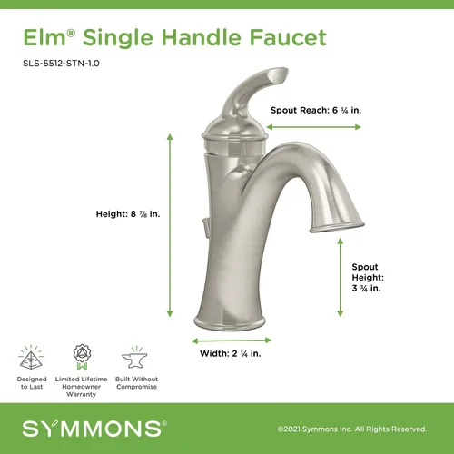 Miniatura 3 de Symmons SLS-5512-1.0 Olm Grifo de baño de una sola manija con montaje de drenaje en cromo pulido (1.0 GPM)