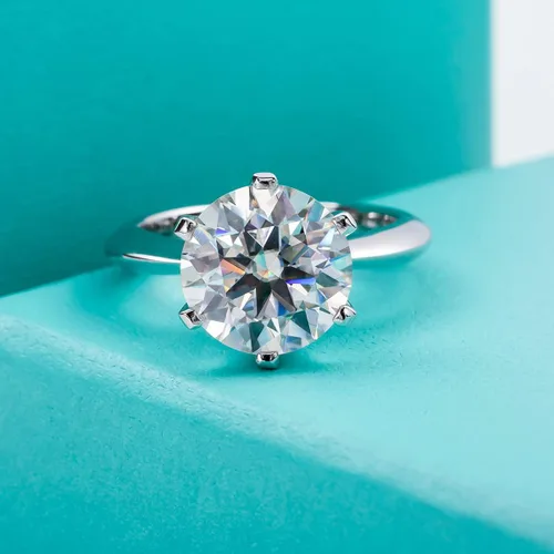 Miniatura 2 de AnuClub 1235CT Anillo solitario de moissanita de seis puntas, anillo de plata de ley 925, regalo para boda, compromiso y aniversario con certificado