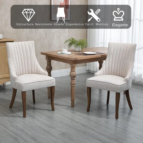Miniatura 8 de mikibama - Juego de 2 sillas de lino para comedor con reposabrazos abotonados, tapizadas, para cocina y cena, sillas de acento cómodas de tela