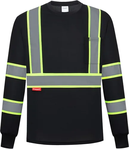 ProtectX Camisas de manga larga de alta visibilidad, camiseta de seguridad reflectante de alta visibilidad para hombres y mujeres, camisa de