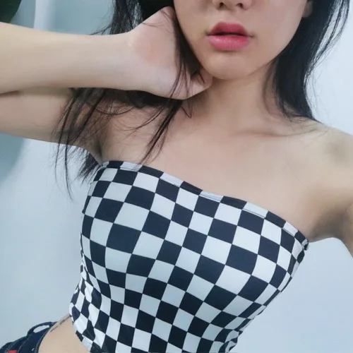 Miniatura 3 de Women Black and White Plaid Sexy Strapless Tube Top