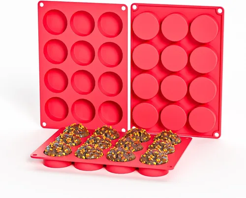 Miniatura 10 de Juego de moldes de silicona para muffins, 2 piezas de 2.8 pulgadas, 12 tazas, molde para mordedura de huevo, antiadherente, fácil liberación