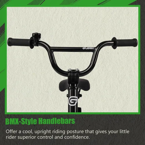 Miniatura 7 de Glerc Bicicleta para niños de 1 a 8 años, bicicleta para niños de 12 a 16 pulgadas, estilo BMX, con ruedas de entrenamiento, bicicleta para niños