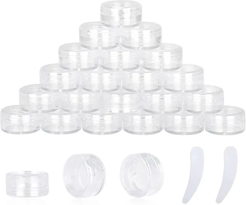 Miniatura 12 de 50 recipientes de muestra de 0.11 oz, frascos vacíos de 0.11 onzas líquidas con tapas, pequeños recipientes para cosméticos, mini tarros de muestra