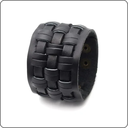 Miniatura 5 de Punk Rock Snap pulsera trenzada de cuero ancho brazalete brazalete brazalete