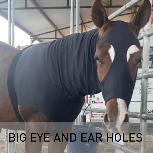 Miniatura 4 de Leberna Capucha elástica para caballo con cremallera y cubierta completa para el cuello (negro, S)