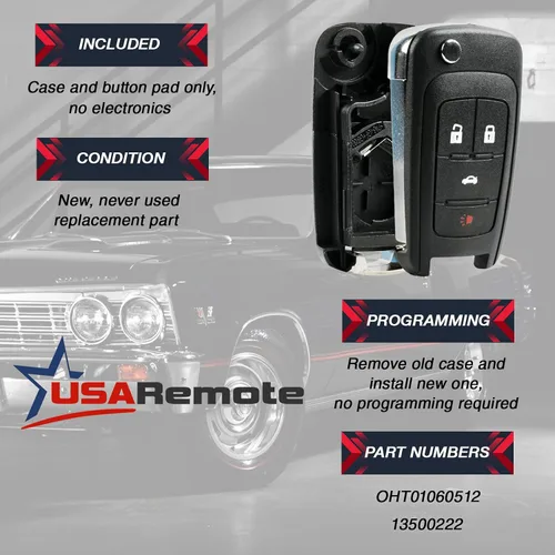 Miniatura 4 de Carcasa de llavero para entrada sin llave con tapa abatible y almohadilla, se ajusta a Buick, Chevy, GMC