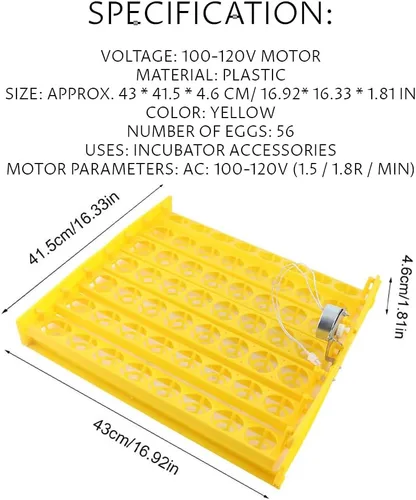 Miniatura 2 de Incubadora de 56 huevos, torneado automático y ajustable, incubadora para huevos de gallina, para incubar aves de corral, pollo, pato, pájaro