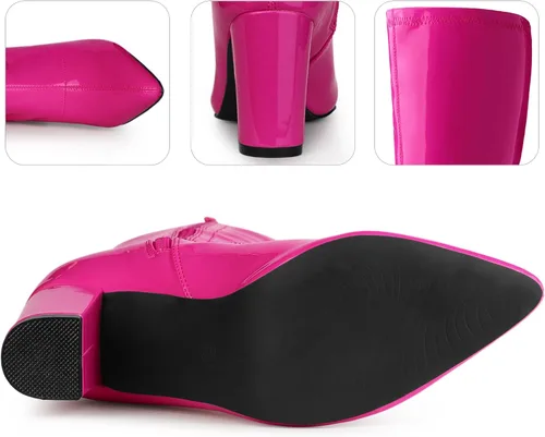 Miniatura 3 de Perphy Go Go Boot Botas de tacón grueso de charol hasta la rodilla para mujer