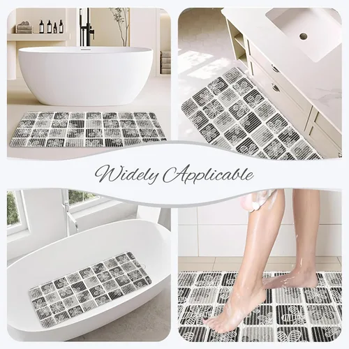 Miniatura 7 de Tapete de baño para bañera, antideslizante, de 36 x 17 pulgadas, con dibujos animados, antideslizante, con agujeros de drenaje y ventosas