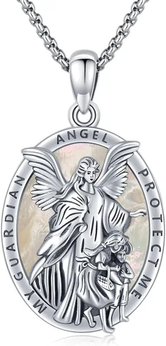 Collar con colgante de San MiguelSan CristóperSan SebastiánGuadalupeÁngel de la GuardaSanta MuerteJudeJoseph para hombres y mujeres, plata de ley