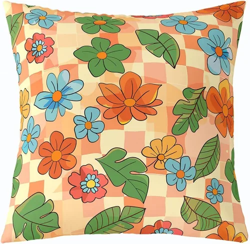 Miniatura 23 de Erosebridal Groovy Flower Power - Funda de almohada de 16 x 16 pulgadas, bonita funda de almohada floral bohemia de los años 60S y 70S, funda