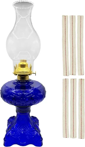 Miniatura 13 de Light of Mine - Conjunto de lámpara de aceite floral azul claro con tiras de mecha de repuesto 100% algodón de 3/4 pulgadas (azul claro, floral)