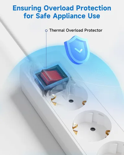 Miniatura 5 de Adaptador de enchufe de Europa a EE. UU., Adaptador de la UE a EE. UU., 3 salidas de CA para dispositivos electrónicos europeos, viajes de Francia