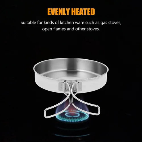 Miniatura 4 de Sartén pequeña para acampar, sartén portátil de acero inoxidable de 5.8 pulgadas para cocinar al aire libre con mango plegable, mini sartén