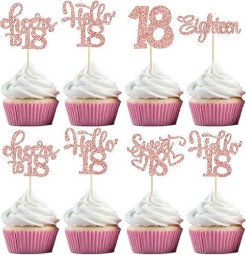 Miniatura 31 de 30 piezas Adornos para pastel de cumpleaños de 6 años, seis brillos, hola 6, púas para cupcakes, felicitaciones a los 6 años, decoraciones