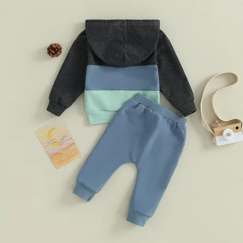 Miniatura 309 de Conjunto de ropa de otoño e invierno para bebé y niño, sudadera larga con capucha y pantalones para niños pequeños, 6, 12, 18, 24 meses, 2T