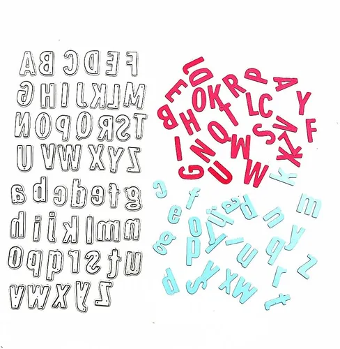 Miniatura 4 de Metal Capital 26 letras troqueladas minúsculas 26 troqueles de corte del alfabeto, plantillas en relieve, molde de plantilla para decoración