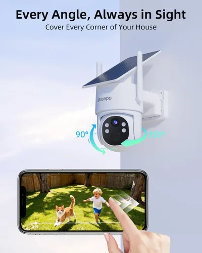 Miniatura 3 de Cámara solar inalámbrica para exteriores 5G y 2.4G, 4MP 360° PTZ Cámaras inalámbricas para seguridad del hogar, cámara al aire libre con visión